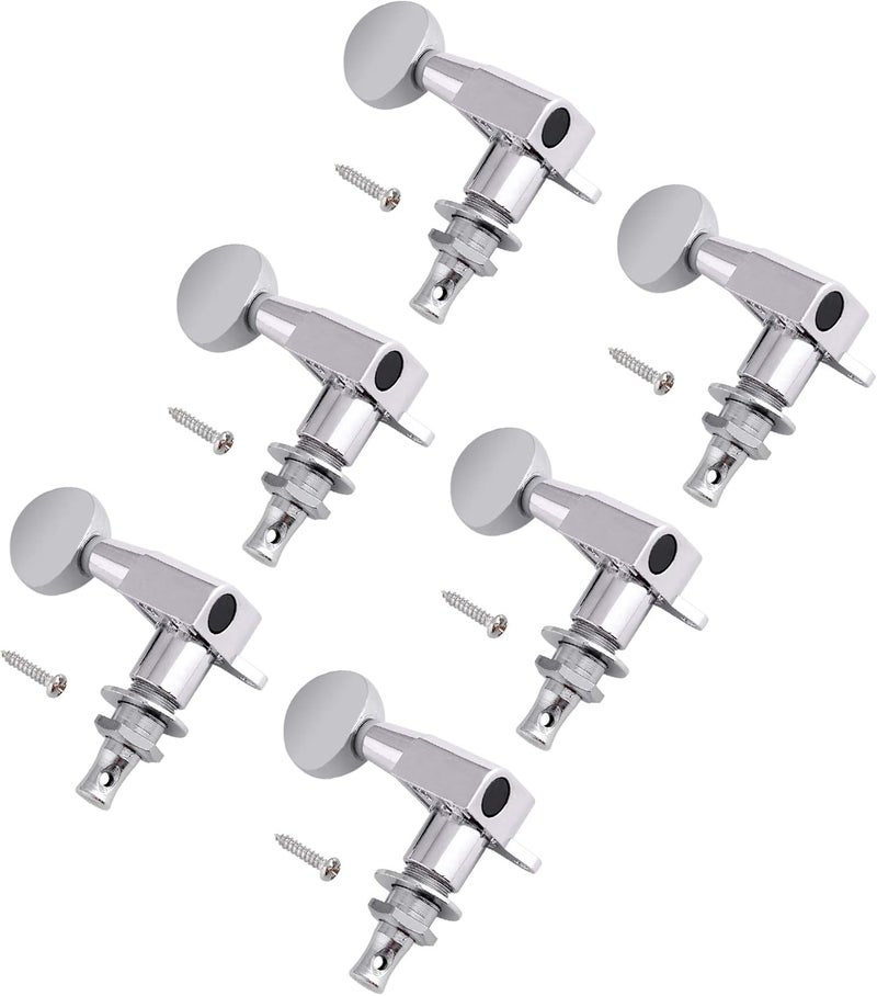 Holmer Guitar String Tuning Pegs Tuning Machines Sealed Machine Heads Grover Tuners Tuning Keys Oval Button 6 In Line for Right Handed Electric Guitar or Acoustic Guitar Chrome. - Image 2